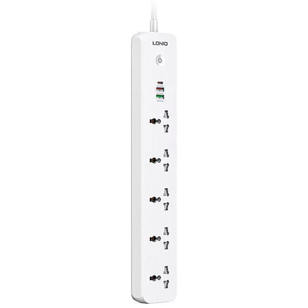 چند راهی 5 خانه الدینیو SC5319 با کابل 2 متری + شارژر USB و Type-C