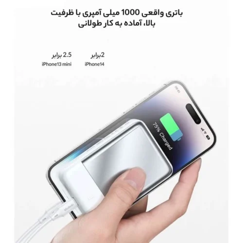 پاور بانک بی سیم فست شارژ مک دودو MC-593 PD 30W ظرفیت 10000 میلی آمپر ساعت
