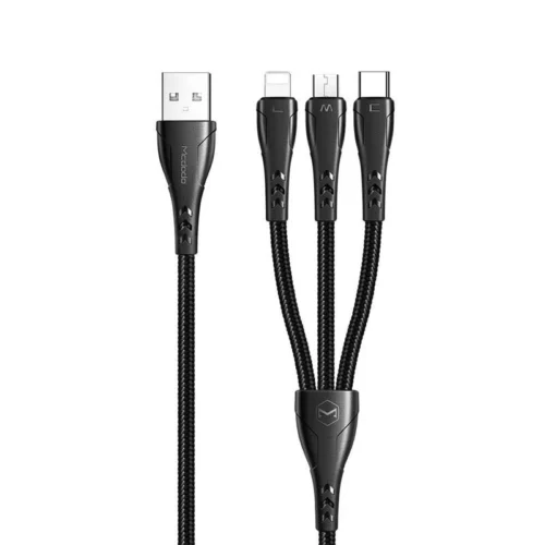 کابل سه سر فست شارژ 3 آمپر مک دودو CA-696 طول 1.2 متر