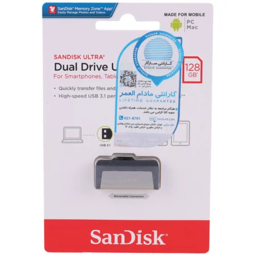 فلش 128 گیگ سن دیسک SanDisk Ultra Dual Drive USB3.1 Type-C