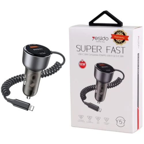 شارژر فندکی 50 وات یسیدو Y57