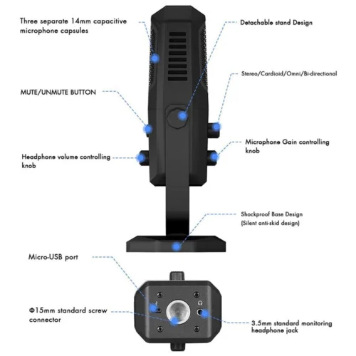 میکروفون کندانسور Yanmai SF-900 Plus + پاپ فیلتر و هدفون