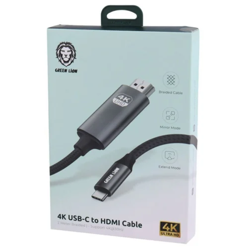 کابل تبدیل Type-C به HDMI 4K گرین لاین GN4KTCHDMIBK طول 2 متر