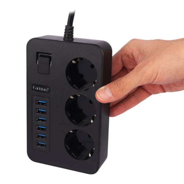 چند راهی 3 خانه ارلدام ES-SC07 با کابل 2 متری + شارژر USB - تصویر 3