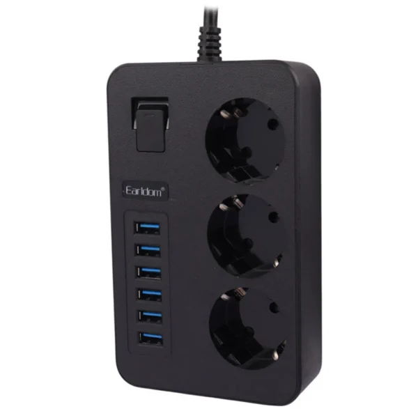 چند راهی 3 خانه ارلدام ES-SC07 با کابل 2 متری + شارژر USB - تصویر 2