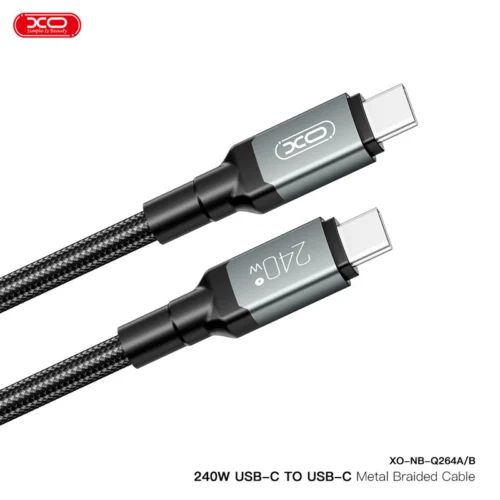 کابل دو سر تایپ سی فست شارژ 240 وات ایکس او XO-NB-Q264B طول 2 متر
