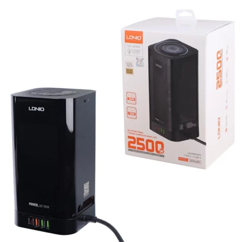 چند راهی و شارژر وایرلس الدینیو SEW4485 با کابل 2 متری + شارژر USB و Type-C