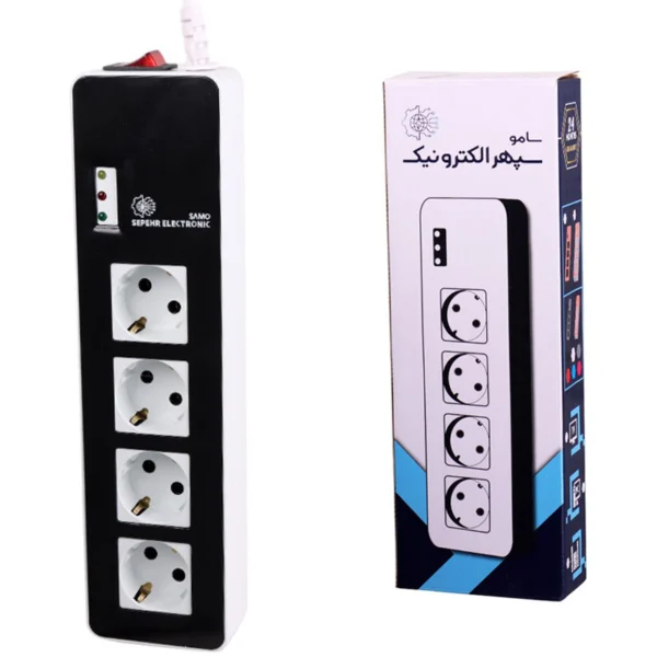 محافظ برق صوتی تصویری 4 خانه ارت دار سامو سپهر الکترونیک SSE 200 با کابل 1.8 متری