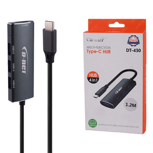 هاب 4 پورت Type-C دی نت DT-430 1.2m
