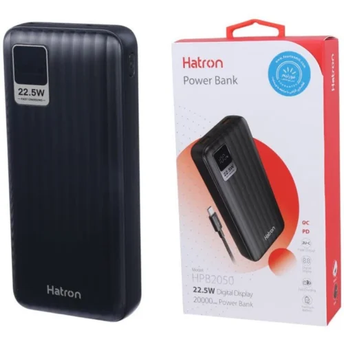 پاور بانک فست شارژ هترون HPB2050 QC PD 22.5W ظرفیت 20000 میلی آمپر ساعت