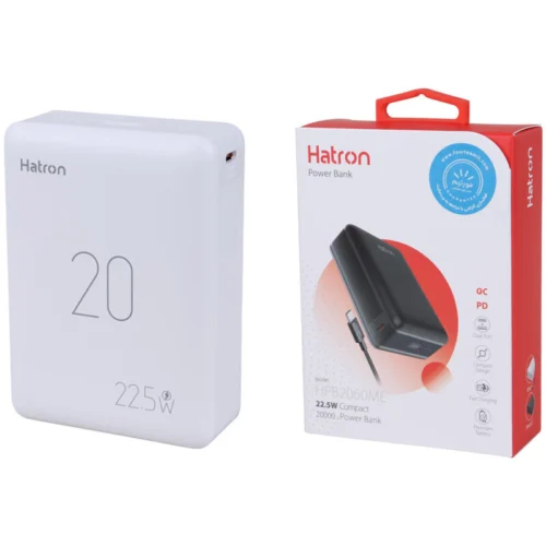 پاور بانک فست شارژ هترون HPB2060ME PD QC 22.5W ظرفیت 20000 میلی آمپر ساعت