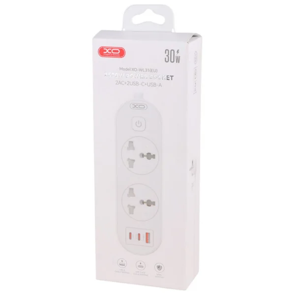 چند راهی 2 خانه ایکس او XO-WL31 با کابل 1.5 متری + شارژر USB و Type-C