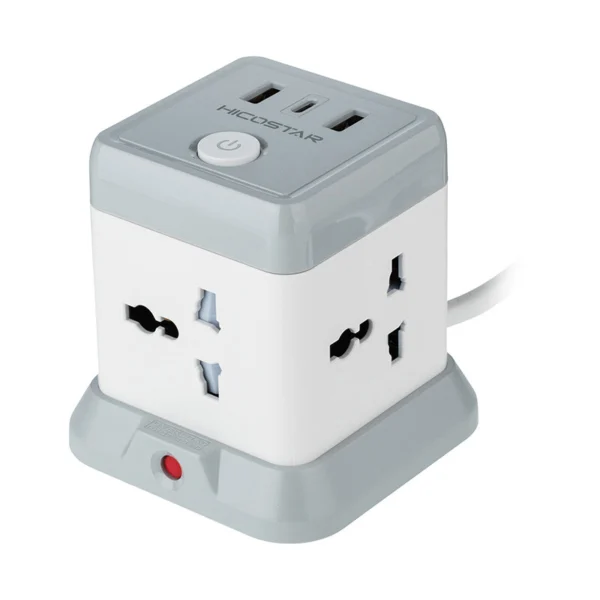 چند راهی 4 خانه هایکو استار HS-PS321 با کابل 2 متری + شارژر USB و Type-C - تصویر 2