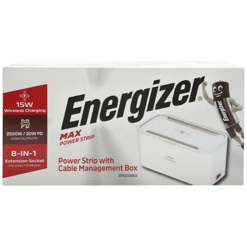 چند راهی و شارژر وایرلس انرجایزر EPB2506EU با کابل 2 متری + شارژر USB و Type-C