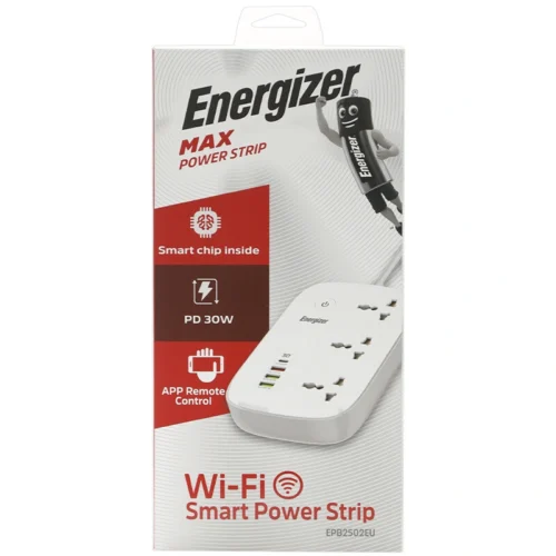 چند راهی 3 خانه انرجایزر EPB2502EU با کابل 2 متری، شارژر USB و Type-C
