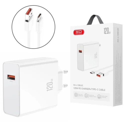 شارژر دیواری 120 وات ایکس او XO-L128 PD 6A + کابل تایپ سی