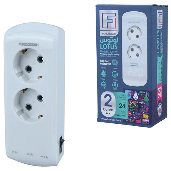 محافظ برق یخچال دیجیتال 2 خانه ارت دار فروزش Lotus LT200DW