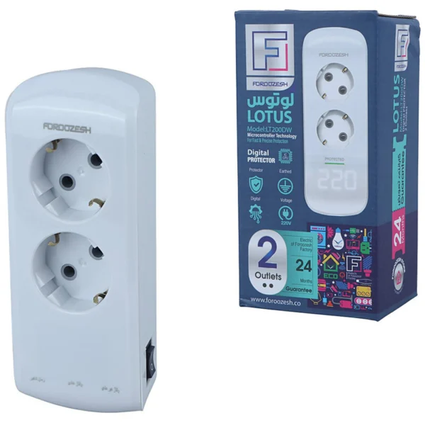 محافظ برق پکیج دیجیتال 2 خانه ارت دار فروزش Lotus LT200DW