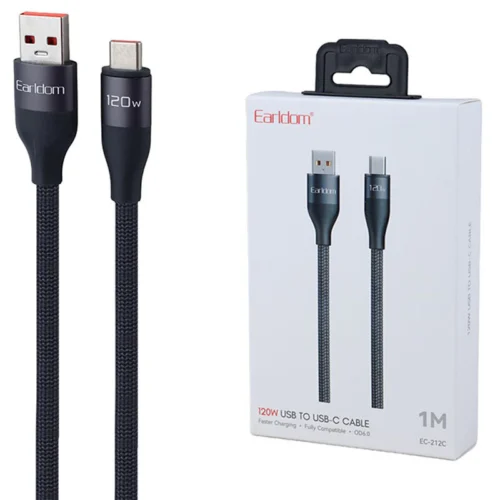 کابل تایپ سی فست شارژ 120 وات ارلدام EC-212C طول 1 متر
