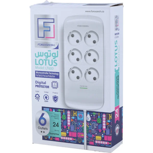 محافظ برق کامپیوتر و صوتی تصویری 6 خانه فروزش Lotus LT600 با کابل 1.8 متری - تصویر 2
