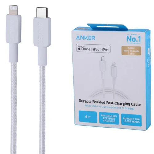 کابل تایپ سی به لایتنینگ فست شارژ انکر 322A81B6 طول 1.8 متر پک ضعیف