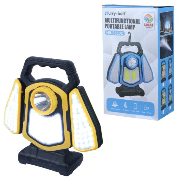 چراغ قوه شارژی خورشیدی Hurry Bolt HB-0530C پک ضعیف