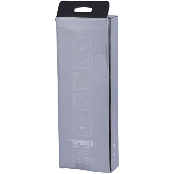 چند راهی 3 خانه ارت دار هویت HV-SP8803 با کابل 2 متری + شارژر USB - تصویر 7