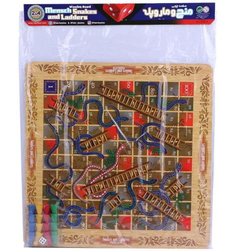 بازی فکری منچ و مارپله چوبی فکر بازینو NO.3000-A کد 201545