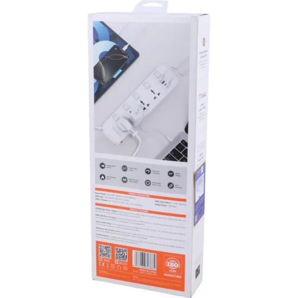 چند راهی 4 خانه ارت دار الدینیو SC4408C با کابل 2 متری + شارژر USB و Type-C - تصویر 11
