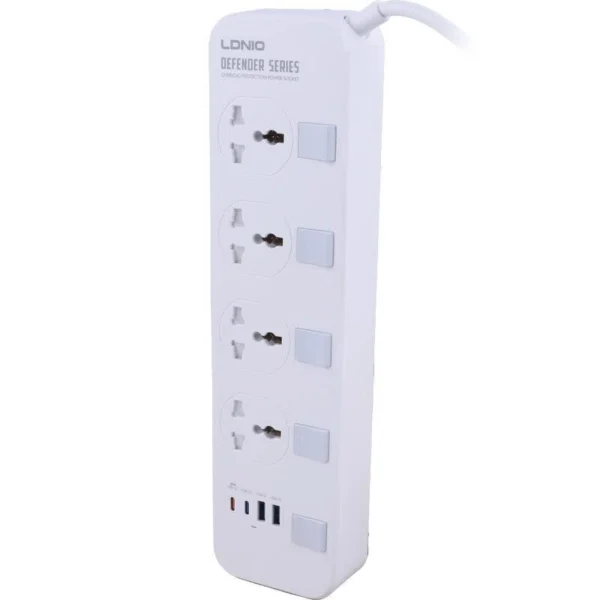 چند راهی 4 خانه ارت دار الدینیو SC4408C با کابل 2 متری + شارژر USB و Type-C - تصویر 5