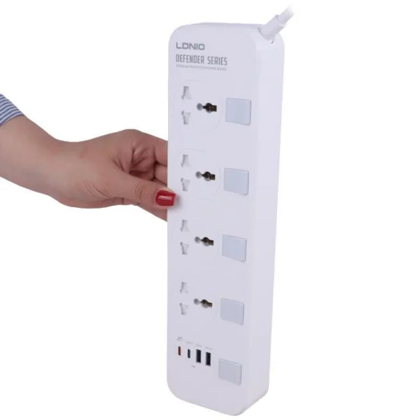 چند راهی 4 خانه ارت دار الدینیو SC4408C با کابل 2 متری + شارژر USB و Type-C - تصویر 10