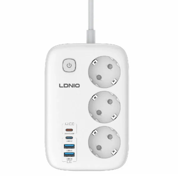 چند راهی 3 خانه ارت دار الدینیو SE2 با کابل 2 متری + شارژر USB و Type-C