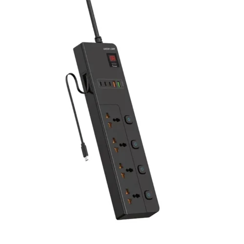 چند راهی 4 خانه گرین لاین GS-800 GNGS8PSKT2 با کابل 2 متری + شارژر USB و Type-C
