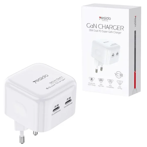 شارژر دیواری 35 وات یسیدو YC38 GaN QC PD 3A