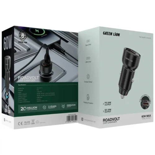 شارژر فندکی 60 وات گرین لاین RoadVolt GL-CC14