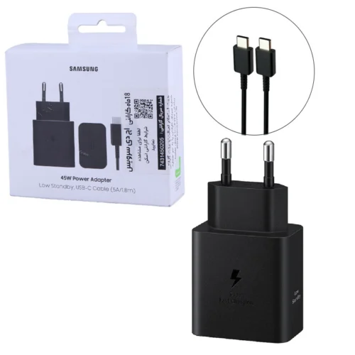 شارژر دیواری 45 وات سامسونگ اورجینال EP-T4511 GaN PD 3A + کابل تبدیل تایپ سی