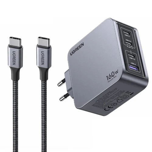 شارژر دیواری 160 وات یوگرین X763-25877 GaN QC5.0 PD3.1 + کابل تبدیل تایپ سی