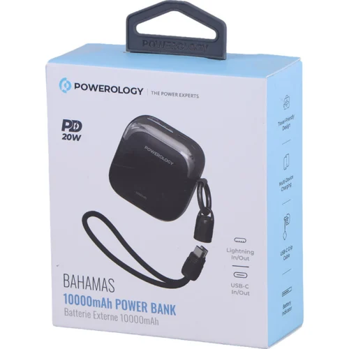 پاور بانک فست شارژ پاورولوژی Bahamas PPBCHA103 PD 22.5W ظرفیت 10000 میلی آمپر ساعت