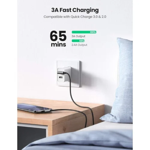 کابل تایپ سی فست شارژ 18 وات یوگرین US176-20856 دو سر L طول 1 متر