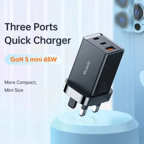 شارژر دیواری 67 وات مک دودو CH-155 Gan 5 Mini PD 5A + کابل تبدیل آیفونی