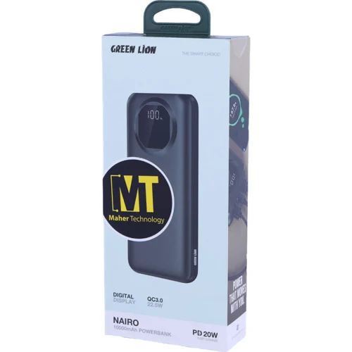 پاور بانک فست شارژ گرین لاین Nairo GL-PX40 GNNAR10PB PD QC3.0 22.5W ظرفیت 10000 میلی‌ آمپر ساعت