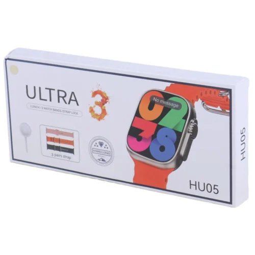 ساعت هوشمند Ultra 3 مدل HU05 با بند سیلیکونی نارنجی