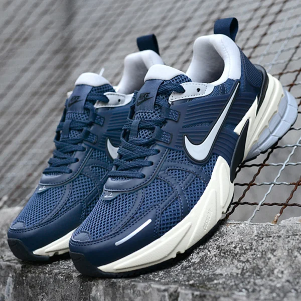 کفش نایک V2K ران سرمه‌ای کرم طوسی Nike V2K Run Thunder Blue Wolf Grey