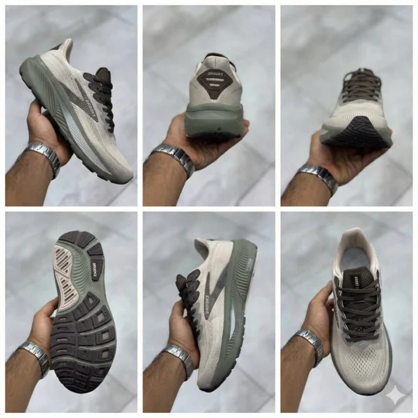 بروکس گوست 17 کرم قهوه‌ای سبز زیتونی Brooks Ghost 17 Gray/Brown/Olive