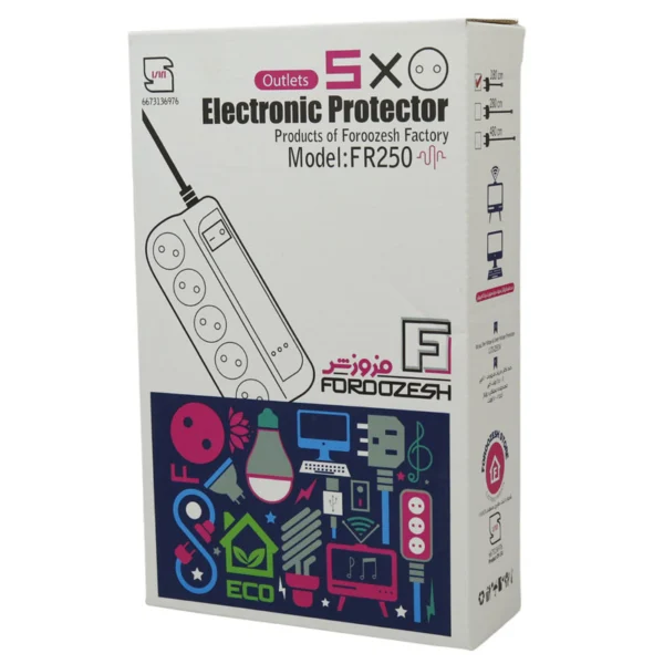 محافظ برق صوتی تصویری 5 خانه فروزش FR250 با کابل 2.8 متری - تصویر 2