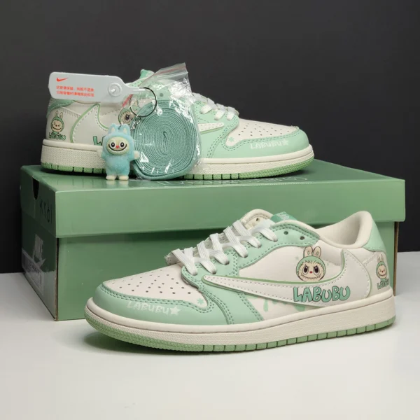 کفش جردن وان لو لبوبو کرم سبز پاستیلی Jordan 1 Low Labubu