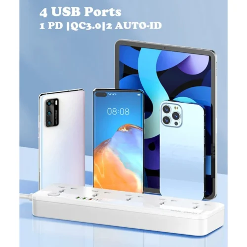 چند راهی 5 خانه الدینیو SC5415 با کابل 2 متری + شارژر USB و Type-C - تصویر 5