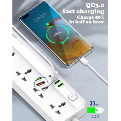چند راهی 5 خانه الدینیو SC5415 با کابل 2 متری + شارژر USB و Type-C - تصویر 7