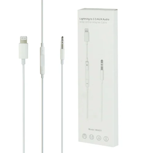 کابل تبدیل Lightning به AUX ریموت دار MH021 طول 1 متر