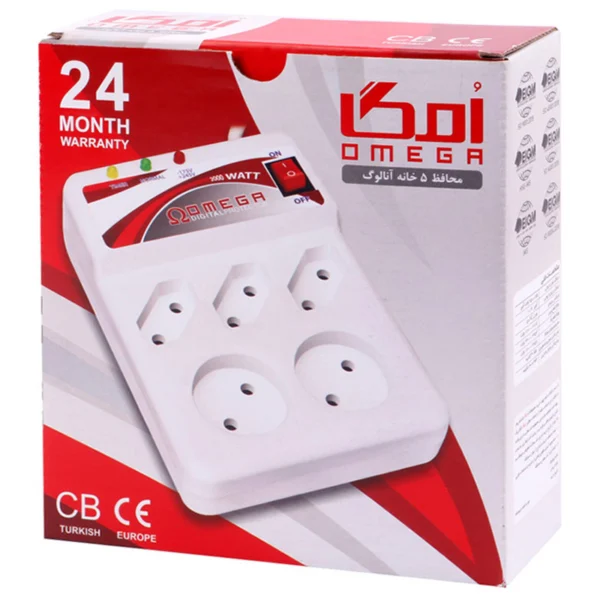 محافظ برق تلویزیون و یخچال و فریزر 5 خانه امگا با کابل 1٫3 متری - تصویر 2
